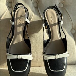 Arezzo Black and White Women's Loafers